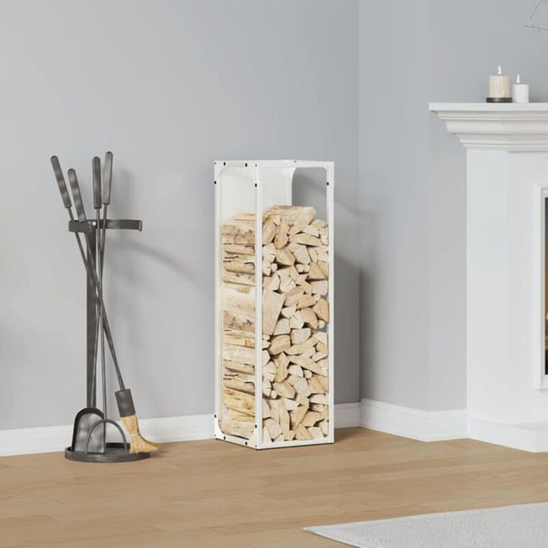 Freistehendes Brennholzregal aus Stahl von Vidaxl in Weiß, B/T/H: 25 x 25 x 80 cm - Bild 1