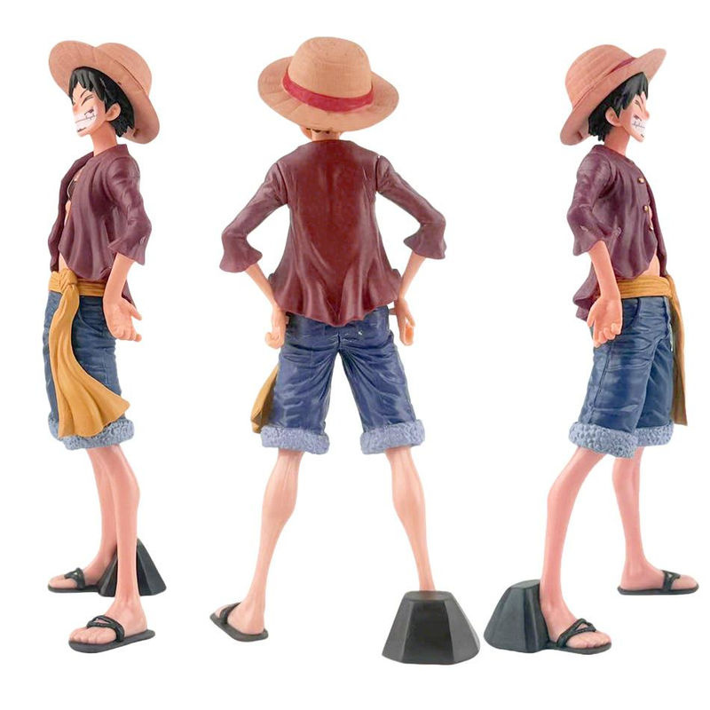 Fashnics One Piece Anime Figur Luffy mit drei wechselbaren Gesichtsausdrücken aus PVC, Multicolor - Bild 2