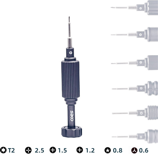 SiKO SK-L1 Präzisions-Schraubendreher-Set in Schwarz für Telefon, Uhr und Tablet Reparaturen mit Kreuz, Torx, Pentalobe und Phillips Bits - Bild 1