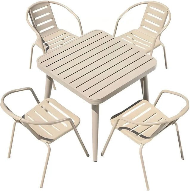 360Home Gartenmöbel Set 5-teilig in Beige mit Tisch und 4 Gartensesseln KLNZY80 - Bild 1