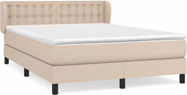 vidaXL Boxspringbett mit Matratze in Cappuccino-Braun, Hybrid-Bett mit Taschenfederkern aus Kunstleder und Stoff, B/T: 140 x 200 cm - Bild 1