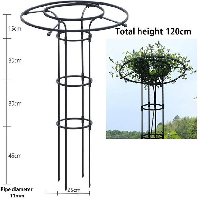 Two Shy Girl Gartenspalier Schirmturm aus Stahl für Kletterpflanzen, Schwarz, Höhe: 120 cm - Bild 1