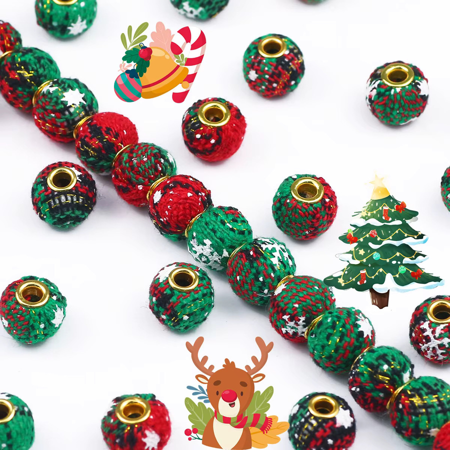 JHNBY Perlen Weihnachtsstern, Rot, Grün, 15 mm, Bunt, Unisex - Bild 3