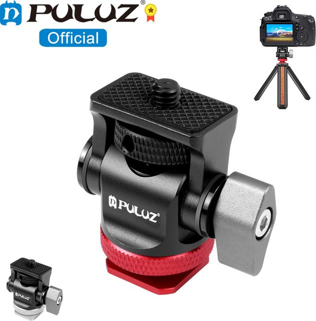PULUZ Mini 180-Grad-Swing-Stativ mit Kugelkopf und Kaltschuh-Montageadapter in Rot für Monitor, Videorecorder, Kamera und Telefon - Bild 1