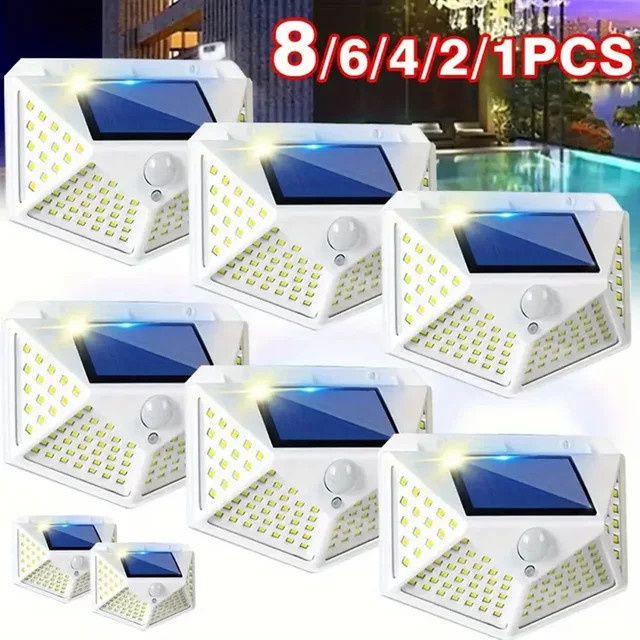 Heinast Solar Wandleuchte mit 100 LED und PIR Bewegungssensor in Weiß für Garten und Außenbereich - Bild 1