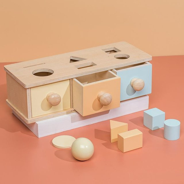 Kidsly Montessori Baby Spielzeug Holz Münze Box Schublade, ab 0 Jahre - Bild 1