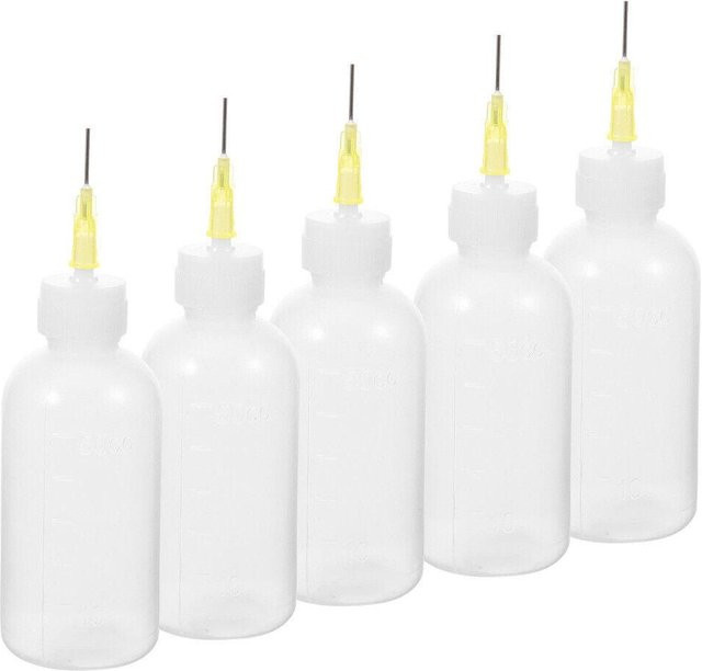 5 Stück Spitz zulaufende Ausdrückflaschen mit Nadelspitze für Keramikglasur und Klebstoff, 50 ml, Weiß - Bild 1