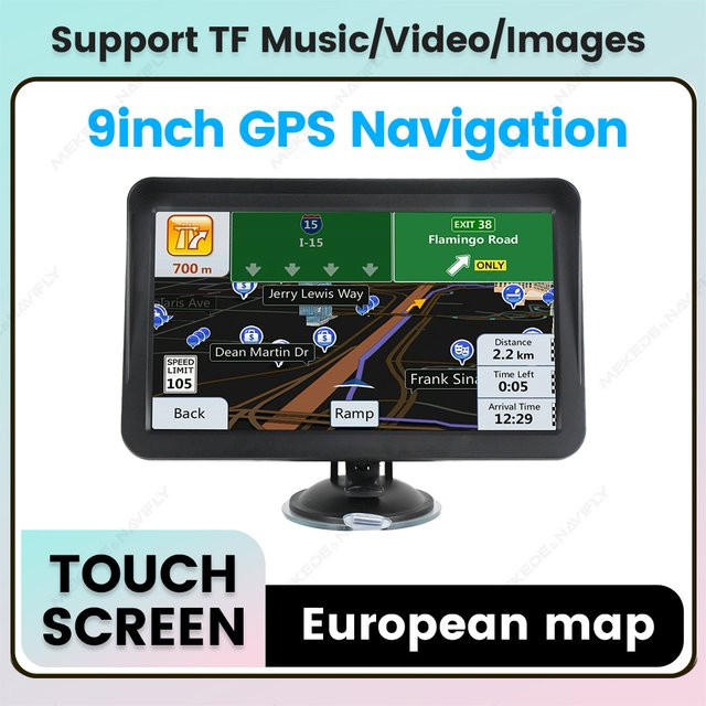 NAVIFANS Auto GPS Navigationsgerät mit 9 Zoll HD Touchscreen, Europäische Karten, Video Player, FM Sender und Hi-Fi Lautsprecher, Schwarz - Bild 1