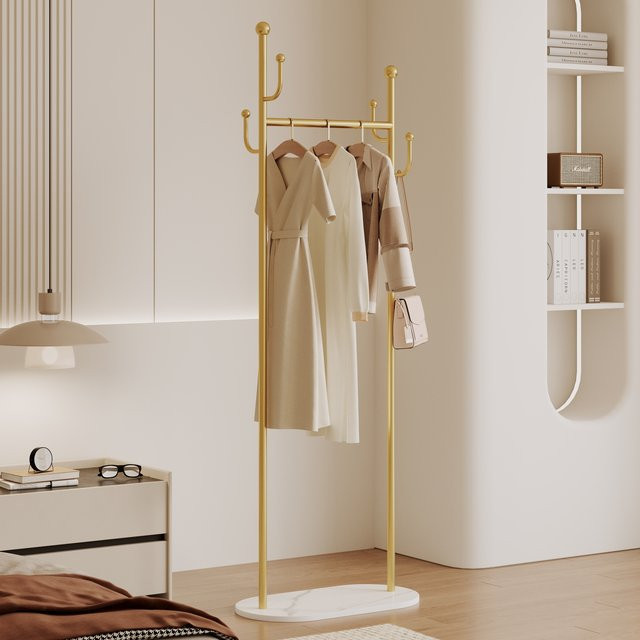 LIUSHADUOLA Kleiderständer aus Metall in Schwarz und Gold, moderner Standkleiderbügel für das Schlafzimmer - Bild 1