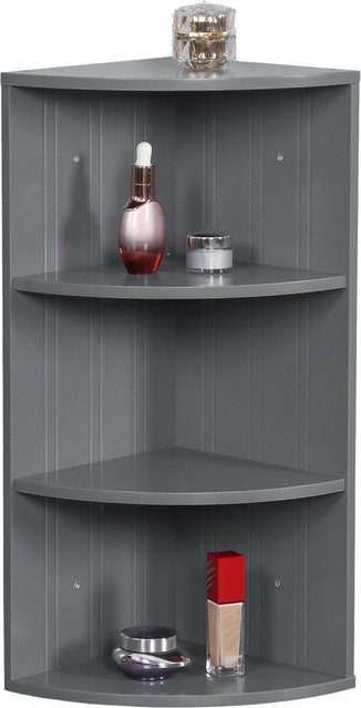 Relaxdays Eckregal aus MDF in Grau, modern und wandmontiert, mit 3 Ablagen, Höhe: 62 cm, Breite: 35 cm, Tiefe: 25 cm - Bild 1