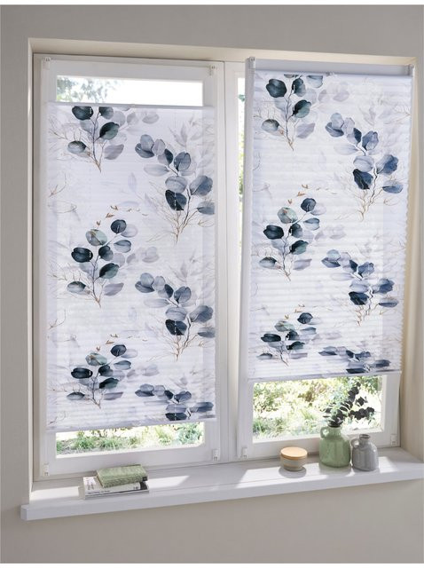 Heine Home Plissee-Jalousie Single Pleat mit floralem Blätter-Design in Weiß-Multicolor, blickdicht, 130 x 130 cm - Bild 1