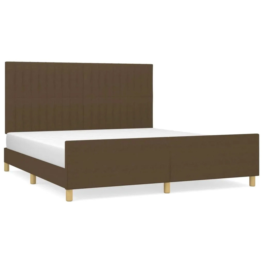 vidaXL Bettgestell mit Kopfteil in Dunkelbraun aus Stoff und Holz, B/T/H: 180 x 200 x 128 cm - Bild 2