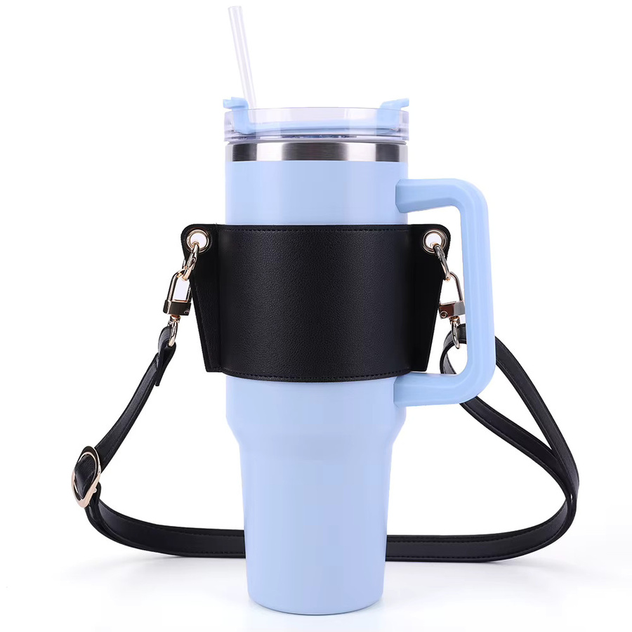 Alloet Wasserflaschenhalter aus PU-Leder in Schwarz für Stanley 30oz und 40oz Tumbler - Bild 1