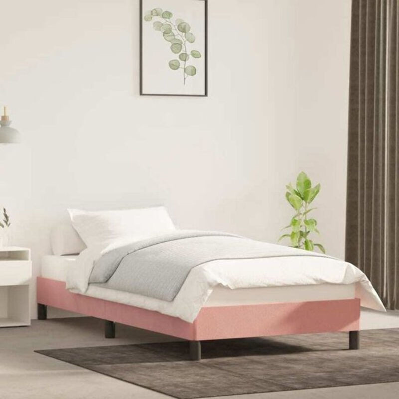 Vidaxl Polsterbett aus Samt in Rosa mit Holzwerkstoff B/T/H: 90 x 190 cm - Bild 1