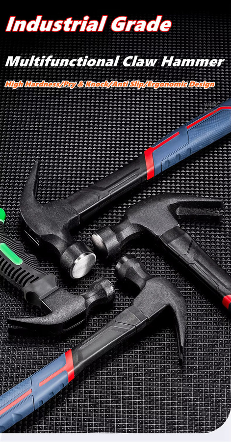 NIUXIANG Multifunktionaler Klauenhammer Ramshorn Nagelhammer mit technischem Griff für Zimmerei und Handwerk - Bild 2