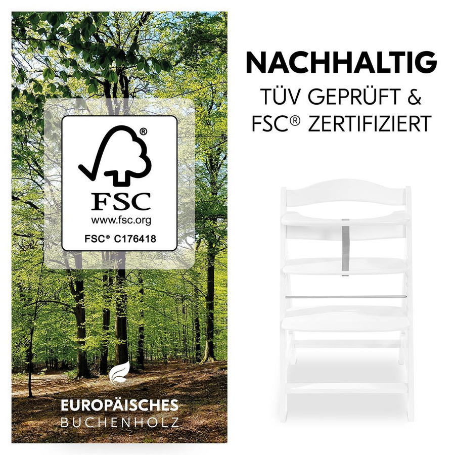 Hauck Alpha Plus Sparset 3-teilig Hochstuhl mit Baby Seat und Essbrett in White - Bild 2