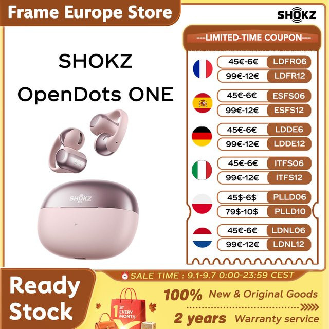 Shokz OpenDots ONE E310 Open Wireless Bluetooth-Headset V5.4 mit Mikrofon und Dolby-Sound in Pink - Bild 1