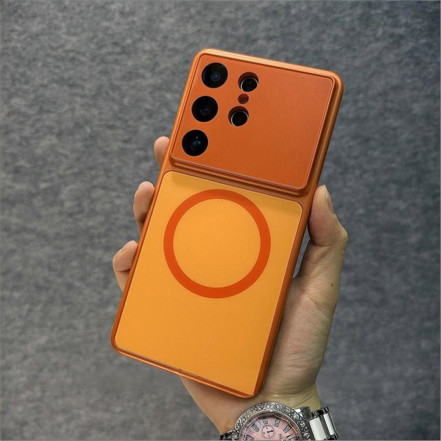 AG Nano-Glas Hülle für Samsung Galaxy S23 S24 S25 S26 Ultra Plus mit MagSafe, Matt und Stoßfest, Schwarz und Orange - Bild 1