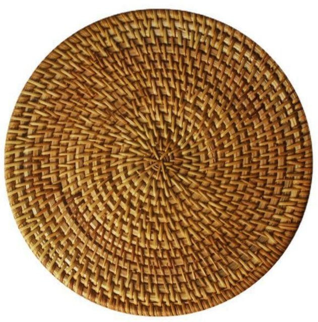 6er Set handgefertigte Rattan Tischsets von Bestbags in Braun, rund und rutschfest - Bild 1