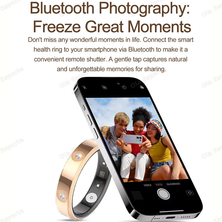 Ola Esporte Smartring für Damen mit Herzfrequenz-Monitor und Schrittzähler, IP68 wasserdicht, in Gold oder Silber - Bild 3