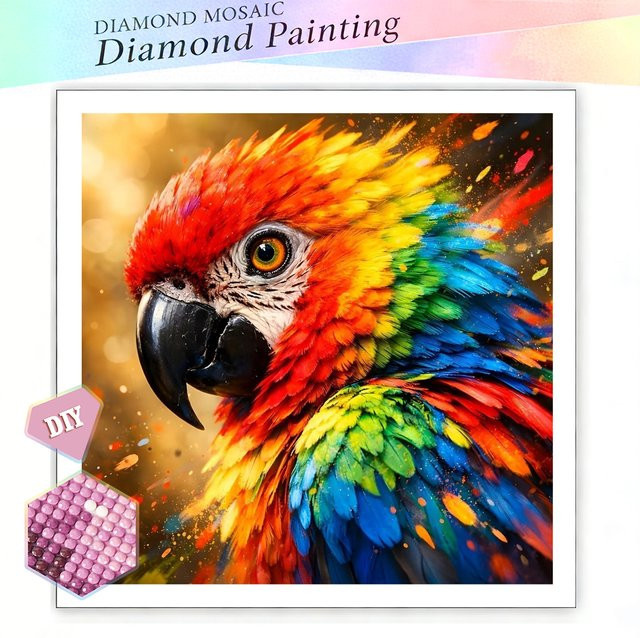 EverShine 5D Diamantmalerei Papagei DIY Mosaik Set mit Rundbohrern in Multicolour zur Wanddekoration - Bild 1