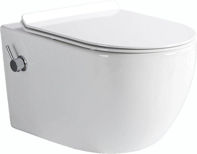 Glasdeals Dusch-WC TAHARET wandhängend aus Keramik mit Armatur und SoftClose Sitz in Weiß - Bild 1