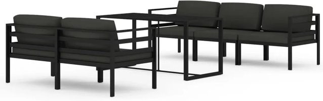 6-tlg. vidaXL Garten-Lounge-Set aus pulverbeschichtetem Aluminium mit Kissen in Anthrazit - Bild 1