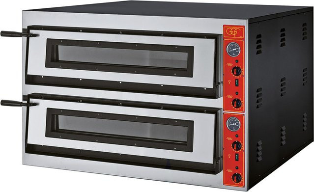 GGF Pizzaofen mit zwei Kammern für 18 Pizzen Ø 300 mm, 19,2 kW, silber/schwarz, B/T/H: 115 x 102 x 75 cm - Bild 1