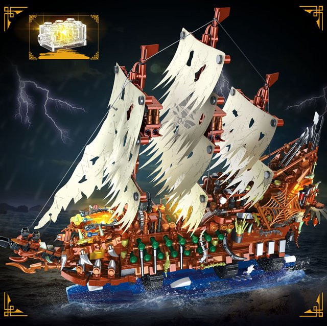 barweer Der Fliegende Holländer Piratenschiff, Modellbausatz, mit LED - Bild 1