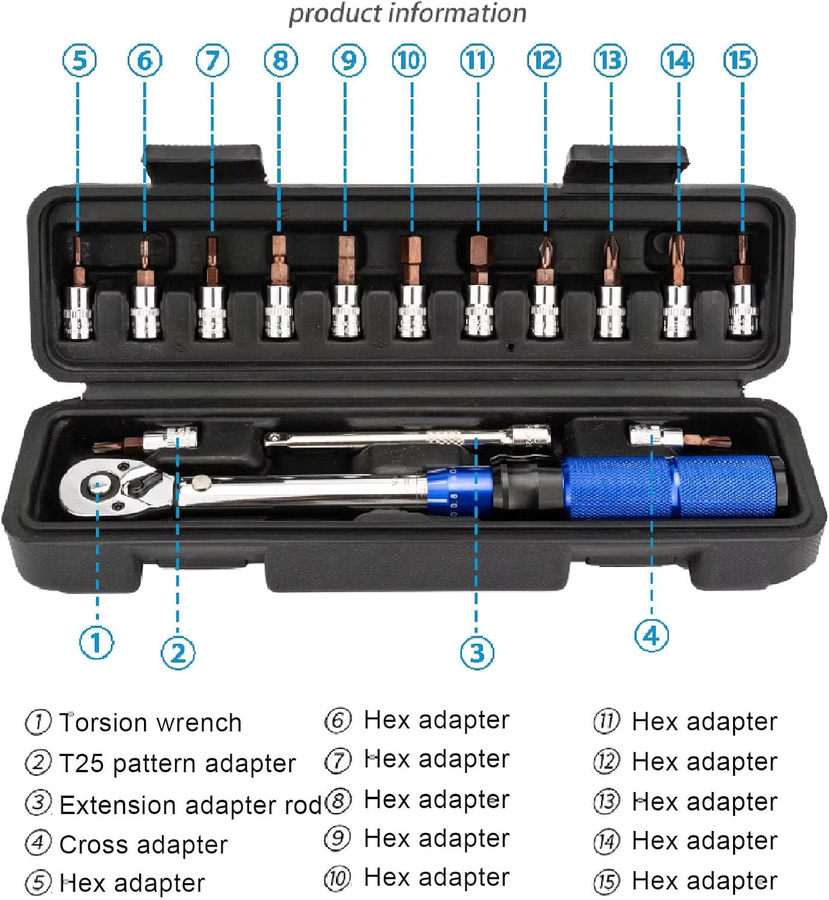 Rafford 16-in-1 Ratschen-Torsionsschlüssel-Set mit 1/4 Zoll Antrieb und 72-Zahn-Ratsche für Fahrrad- und Autoreparaturen - Bild 2