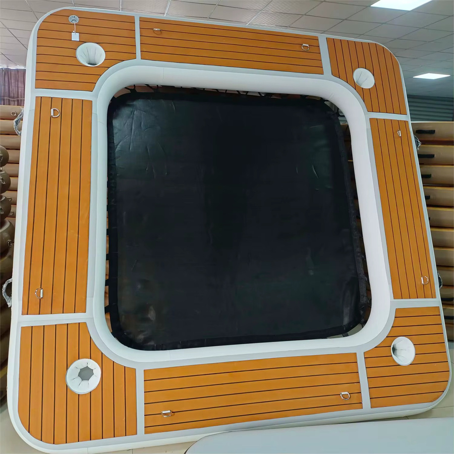 Ejia Aufblasbare Schwimmdock-Plattform mit rutschfester EVA-Oberfläche, Mehrfarbig, B/T: 396 x 305 cm - Bild 5