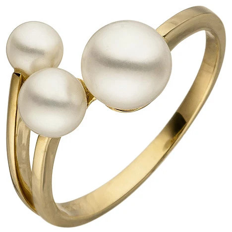 Colfem Ring 585 Gelbgold, Perle, Damen, Ringgröße 52 - Bild 1