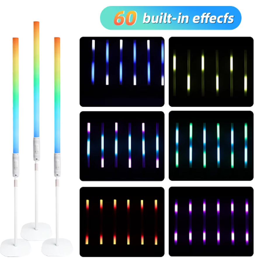 8 Stück REIZ Akku-Wireless-Uplights mit DMX WiFi-Steuerung, IP65 Wasserdichte 360 Pixel Tube LED-Clubbeleuchtung in Schwarz und Multicolour für DJ-Partys und Garten-Events - Bild 4