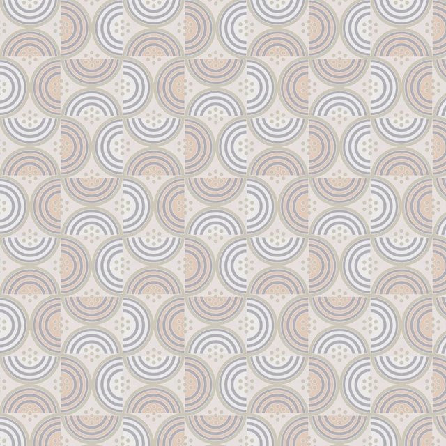 PROFHOME Retro Tapete Geometrisch in Creme Grau Beige Blau Orange, Vlies-Tapete Matt, Breite: 0,53 m, Länge: 10,05 m - Bild 1