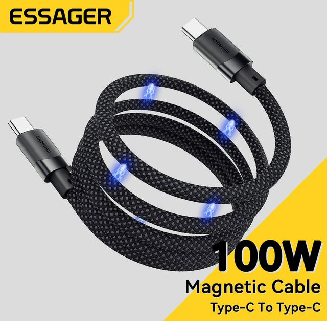 Essager USB C zu C Magnetisches Schnellladekabel 100W Daten- und Ladekabel für iPhone 15, Laptop und Samsung - Bild 1