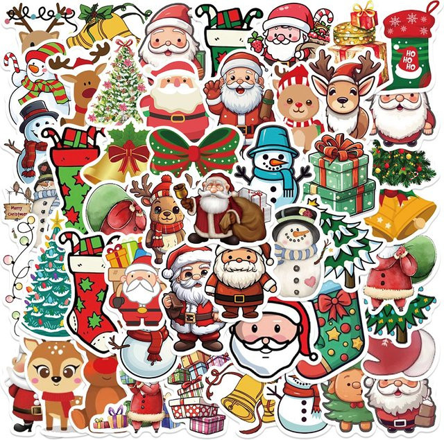 Charile Weihnachts-Aufkleber Set mit lustigen Cartoon-Motiven in Multicolour zur Dekoration von Handyhüllen, Laptops und Kühlschränken - Bild 1