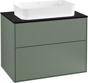 Villeroy & Boch Waschtischunterschrank Finion Wandmontage mit integrierter LED-Beleuchtung und Schubladen, Farbe Grün, B: 80 cm, H: 50,1 cm, T: 50,1 cm - Bild 1