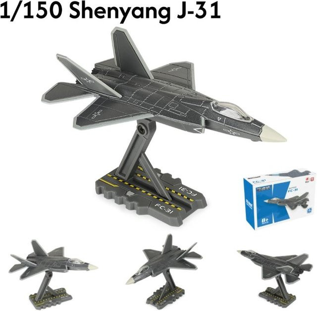 Linyi toy car Kampfflugzeug Modell J31 J20 Fc-31, Spielzeugflugzeug, Maßstab 1:150, Metall, ab 14 Jahren - Bild 1