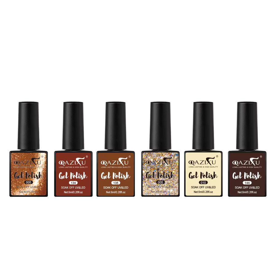 QAZIXU Gel Nagellack Set, Braun, 6 Stück, Damen - Bild 5