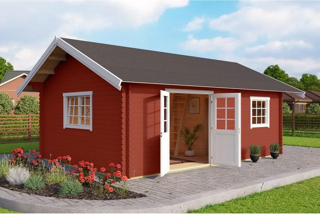 Lasita Blockbohlenhaus Caroline Gartenhaus Set in Rot mit Satteldach B/H/T: 675 x 330,6 x 489,9 cm - Bild 1