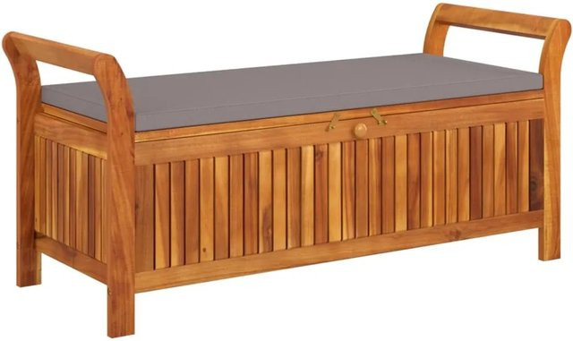 vidaXL Garten-Truhenbank aus Akazien-Massivholz mit Kissen in Braun, B/T/H: 126 x 50 x 60 cm - Bild 1