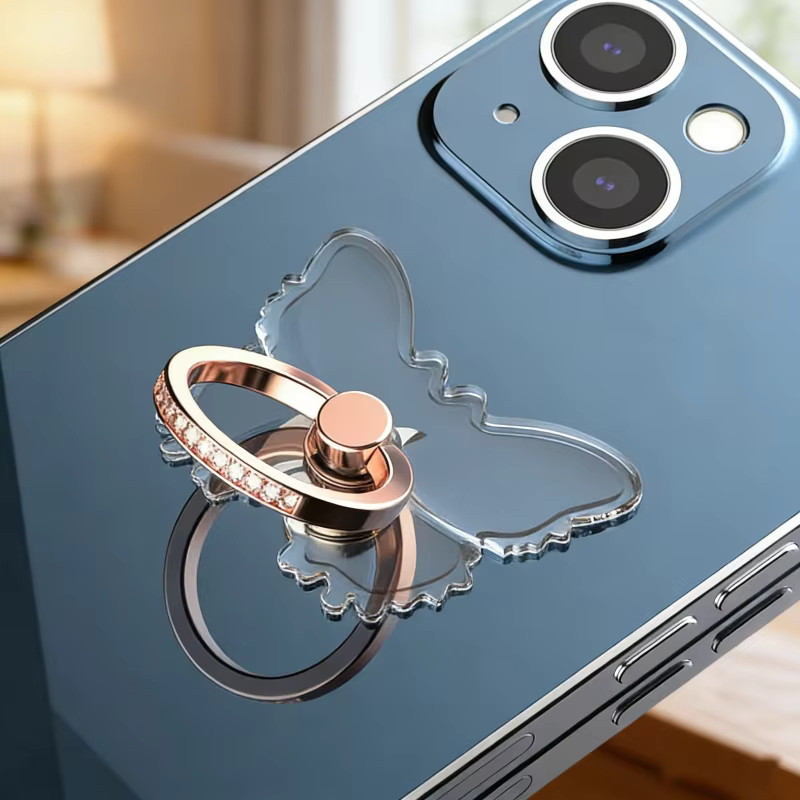 WSSHE Schmetterling-Diamant Handy-Ringhalter in Transparent mit 360 Grad drehbarem Fingergriff und Ständer für iPhones - Bild 2