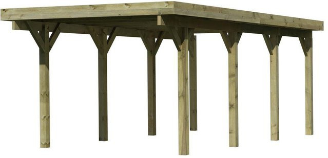 Karibu Einzelcarport Classic 2 Variante A mit StahlDach in Natur-Grün, B/T: 273 x 586 cm - Bild 4