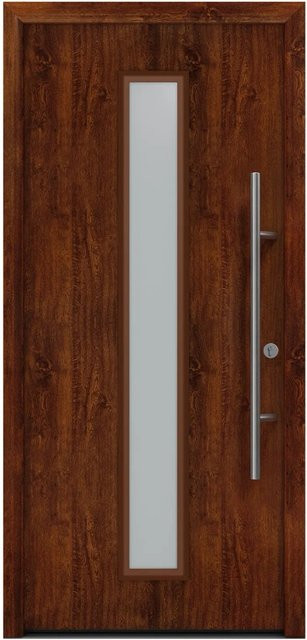 EcoStar Haustür Isopro Secur IPS 020S in Dark Oak mit Glaseinsatz, RC2, B: 110 cm, H: 210 cm, DIN Rechts - Bild 1