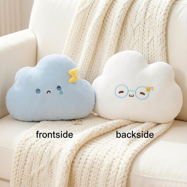 Yiran Health & Beauty Kawaii Regenbogen Wolke Plüschkissen aus Seide und Polyester, Mehrfarbig, Durchmesser: 50 cm - Bild 1