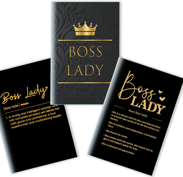 LERNEJO A5 Notizbuch Boss Lady mit goldener Krone in Schwarz und Gold mit Hardcover - Bild 1
