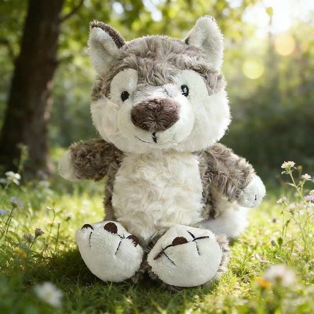 Graue Kleine Wolf Puppe, Plüschtier, 17cm, ab 14 Jahren - Bild 1
