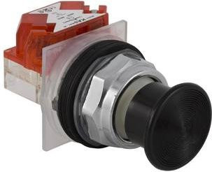 Schneider Electric Drucktaster 9001KR24BH13 mit Metall-Frontplatte und Pilzdrucktaster, Schwarz - Bild 1