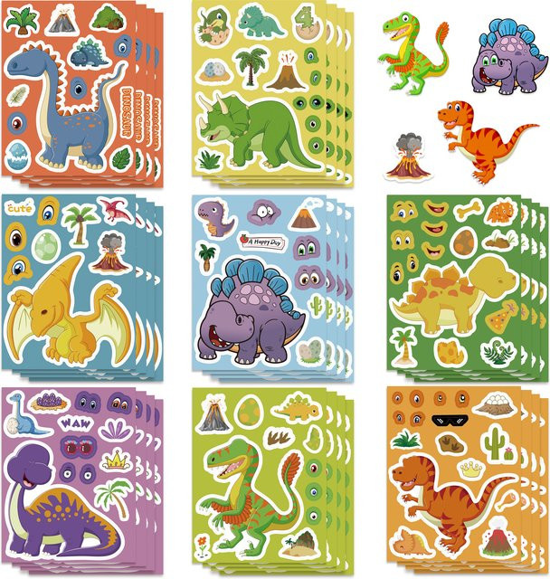 GOGOTU Dinosaurier-Cartoon-Collage-Aufkleber, Bastel-Aufkleber, 8/16 Blatt - Bild 1