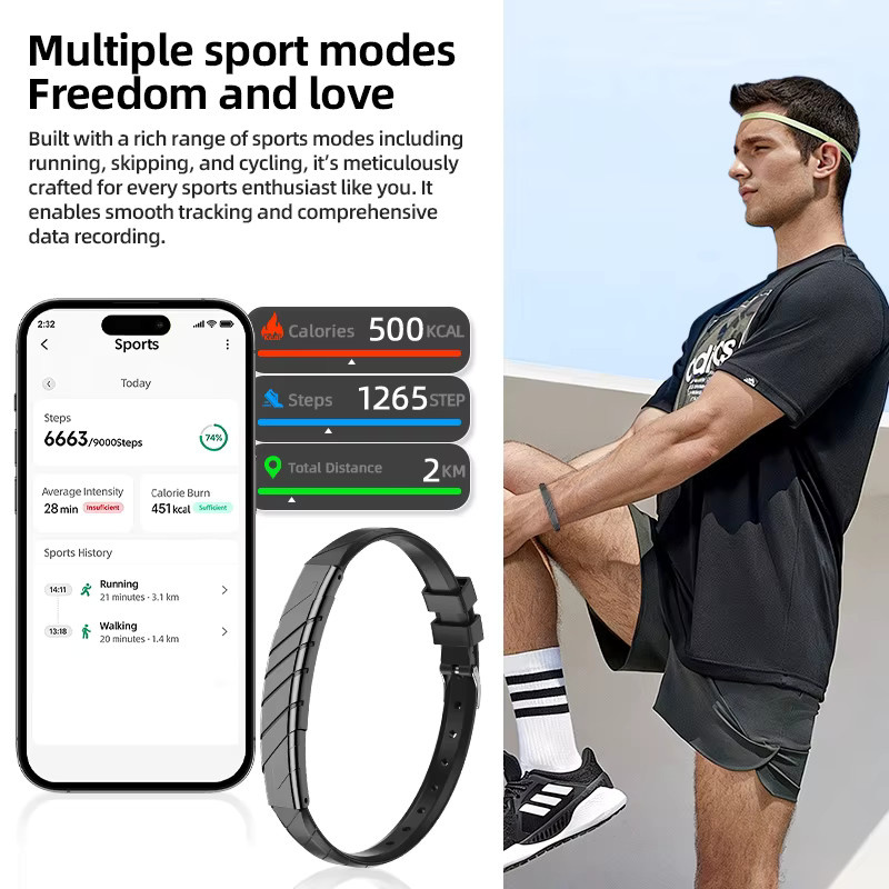 LIGE Smart-Armband für Damen mit Herzfrequenzmessung, Blutsauerstoffmessung und Schlafüberwachung in Schwarz und Silber - Bild 3